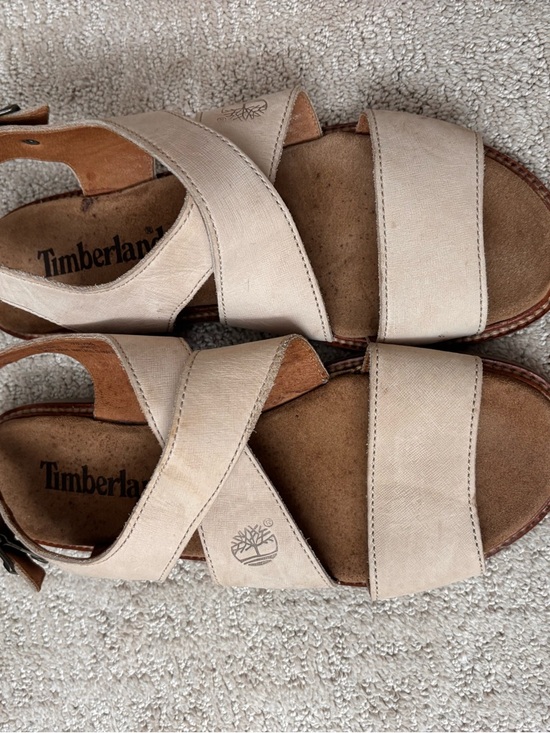 Timberland Shoes - Timberland Women’s Light Beige Canvas Cross-Strap Sandals